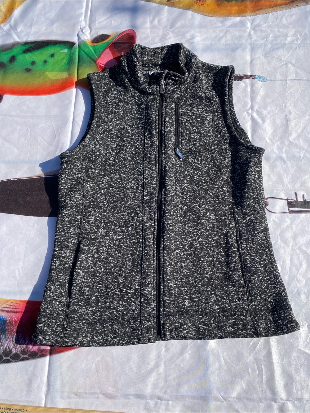Calvin Klein Jeans Women's Black Fleece Zip Vest Pockets Sleeveless Medium 8/10